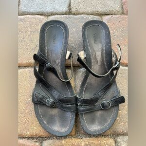 Teva Black Wedge Sandals with Adjustable Straps and Contoured Footbed